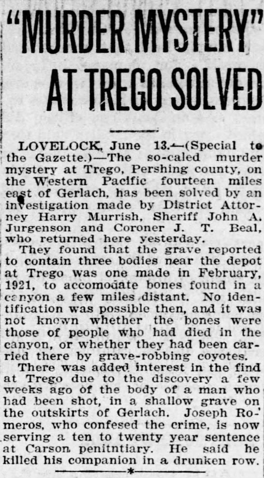 "Murder Mystery" at Trego Solved - 