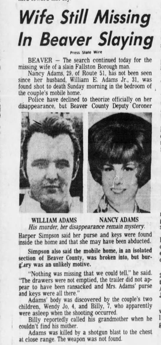 Surratt Pictures of William and Nancy Adams Fallston Nov. 22 1977 Pittsburgh Press - 