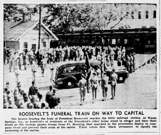 Roosevelt's body moved to funeral train at Warm Springs - 