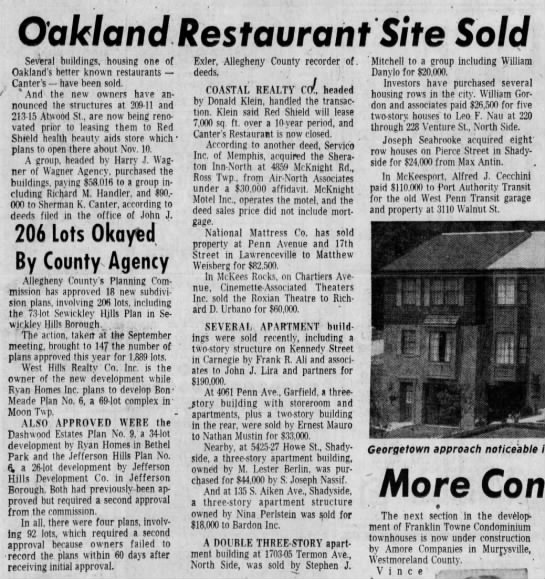 "Oakland Restaurant Site Sold" - 