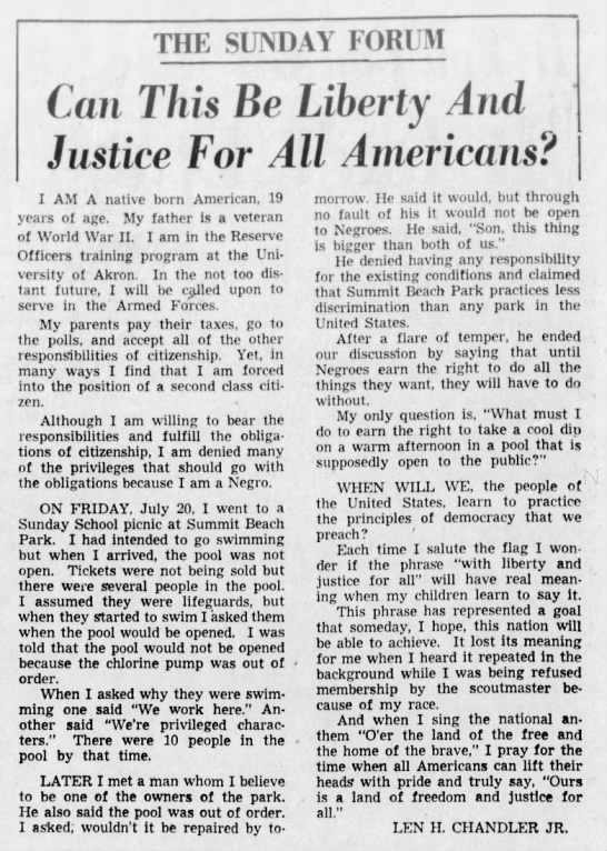 Letter to editor in 1954 - 