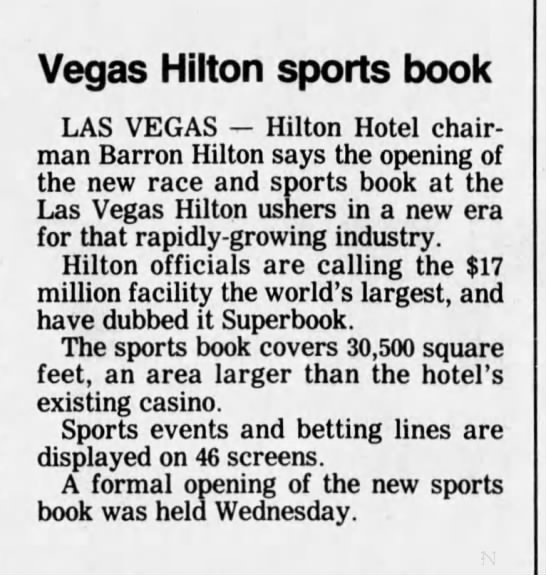 Vegas Hilton sports book - 