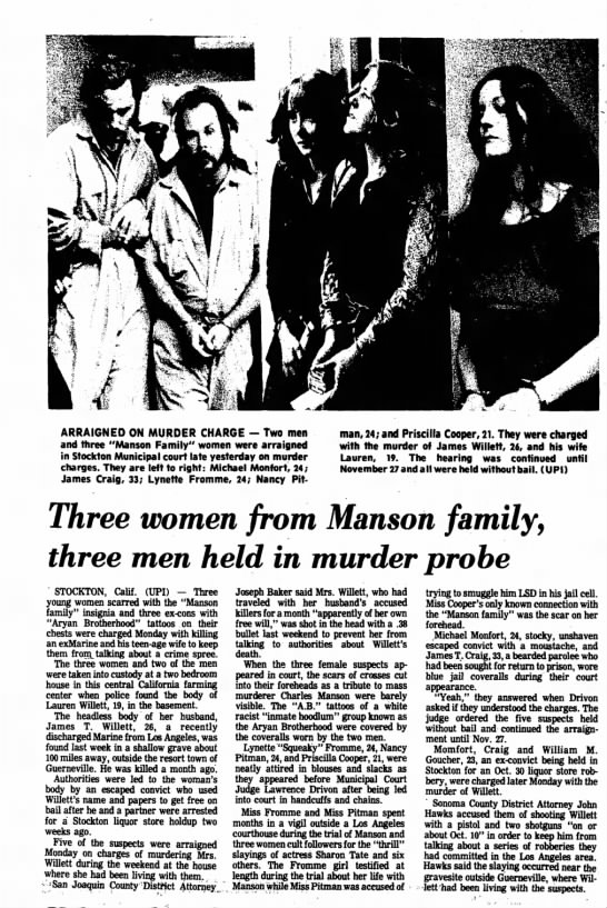 Manson clan murdered James T. and Lauren Willett in California. - 