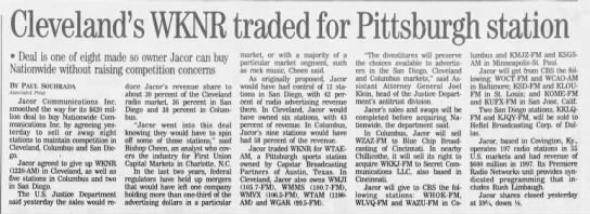 Cleveland's WKNR traded for Pittsburgh station - 