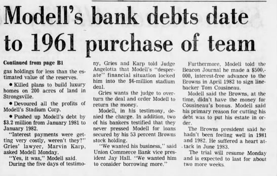 Modell's bank debts date to 1961, p2 - 