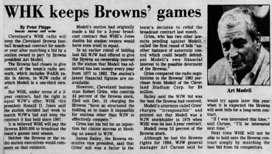 WHK keeps Browns’ games - 