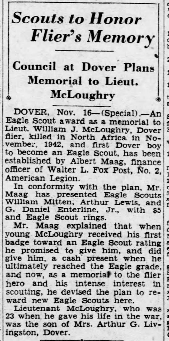 McLoughry first Dover Eagle Scout - 