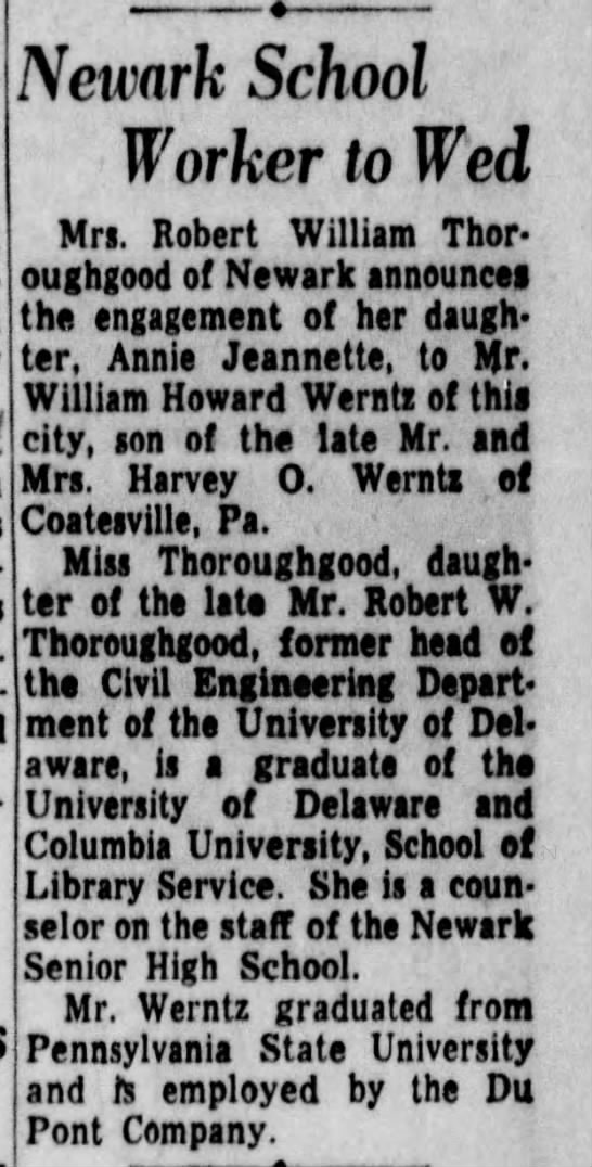 Frank R. Thoroughgood's sister engagement - 