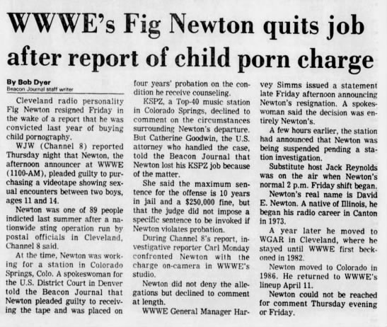WWWE's Fig Newton quits job after report of child porn charges - 