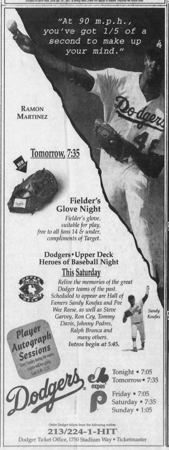 Dodgers Upper Deck Heroes of Baseball Night - 