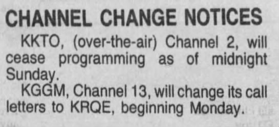 Channel Change Notices - 