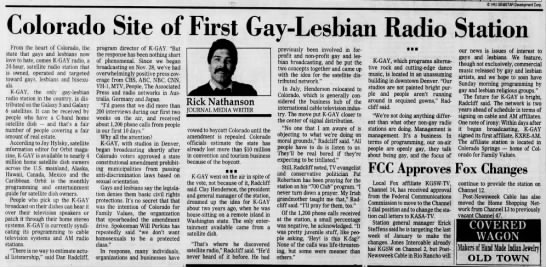Colorado Site of First Gay-Lesbian Radio Station - 