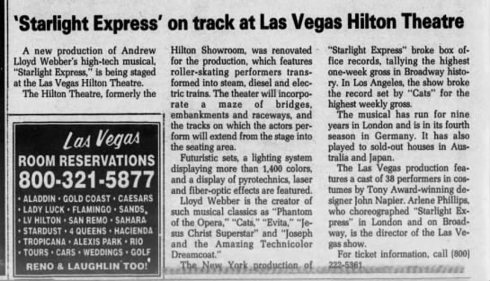 'Starlight Express' on track at Las Vegas Hilton Theatre - 