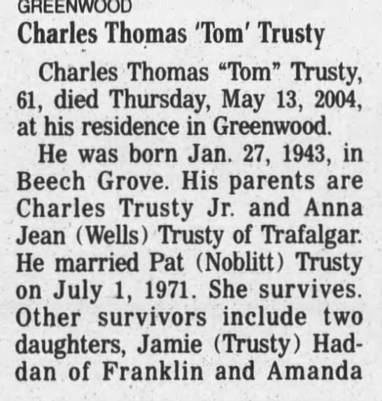 Obituary for Charles Thomas Trusty, 1943-2004 (Aged 61 ...