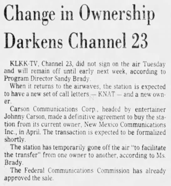 Change in Ownership Darkens Channel 23 - 
