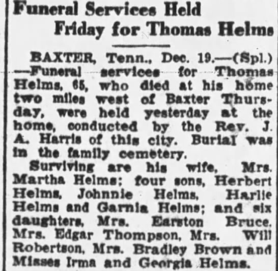 Obituary for Thomas Helms