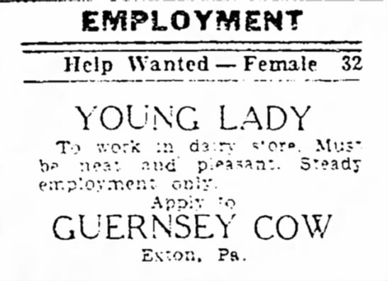 Help Wanted The Guernsey Cow - 