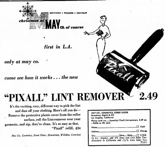 Pixall lint remover—first reference to a lint remover I can find - 
