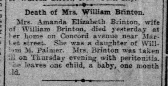 William Brinton first wife death - 