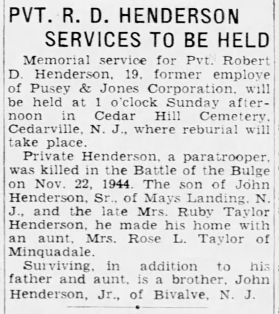 Private Robert D. Henderson - 