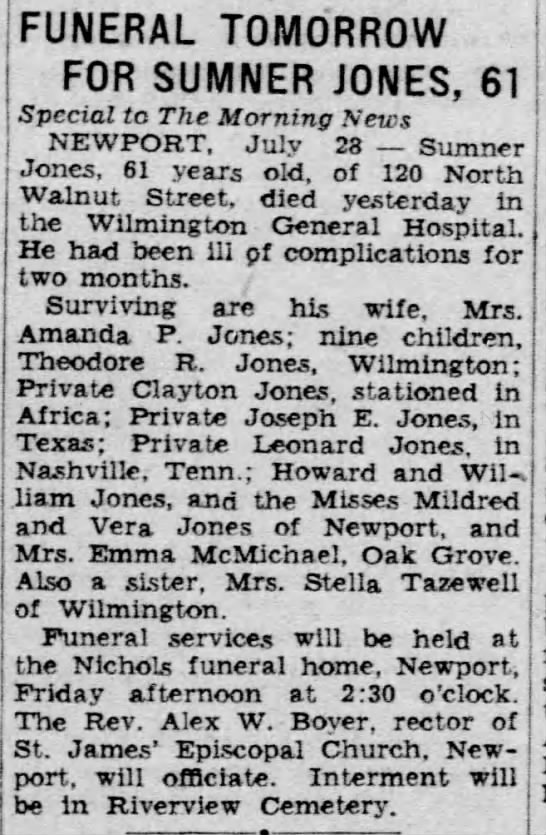 Sumner Jones obituary - 