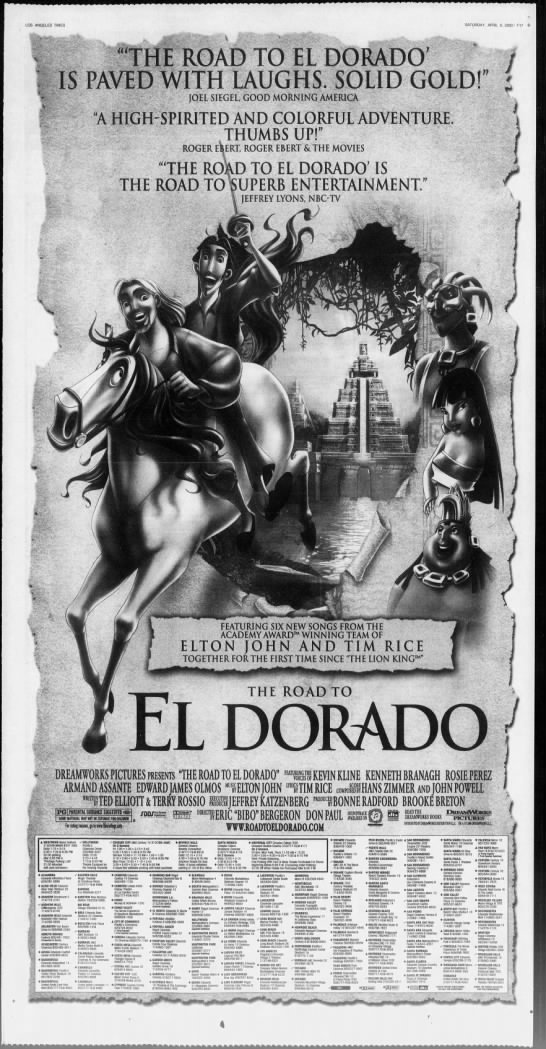 Road to El Dorado Greater Los Angeles Area Newspaper ad April 8 2000 1 - 