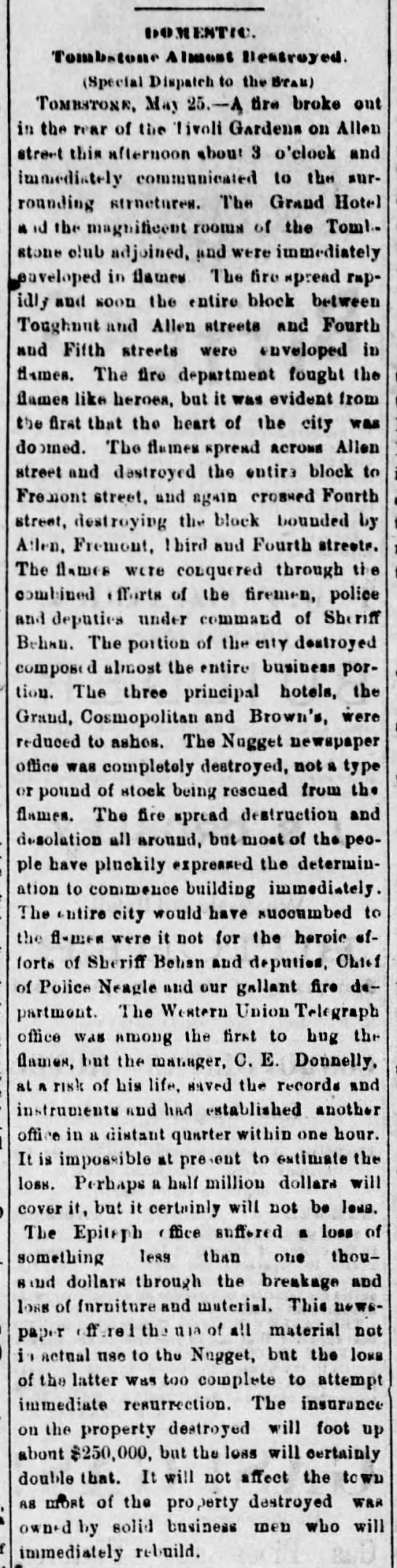 AZ Daily Star, Fri May 26, 1882 Pg 1 - 
