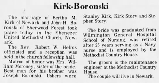 Bertha Kirk wedding - 