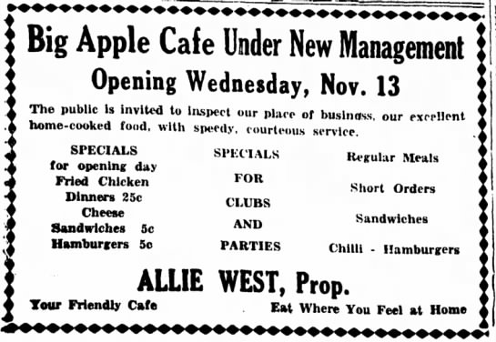Big Apple Cafe in Neosho, MO (1940). - 