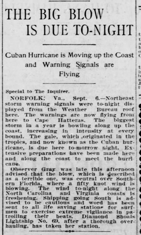 Weather Bureau miscalculates the path of the 1900 Galveston hurricane - 