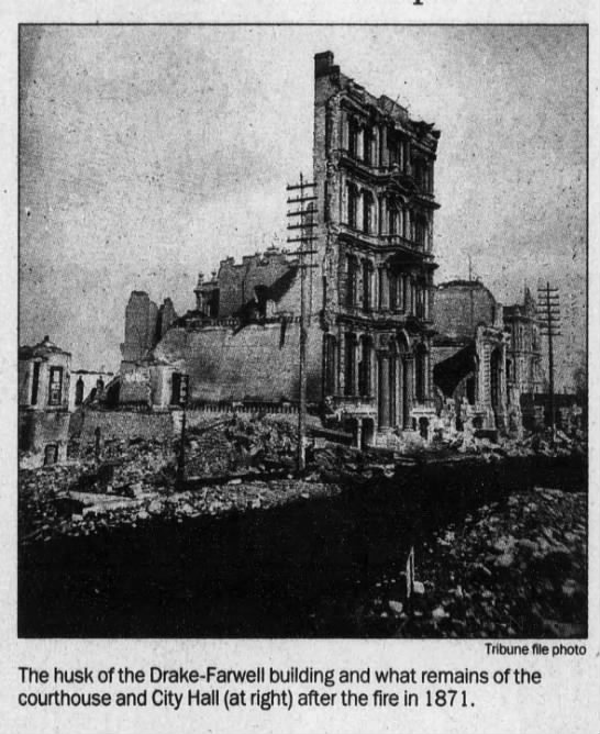 Picture of destruction caused to a building by the Great Chicago Fire of 1871 - 