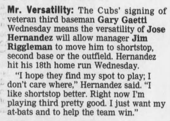 Jose Hernandez - Aug. 20, 1998 - Greatest21Days.com - 