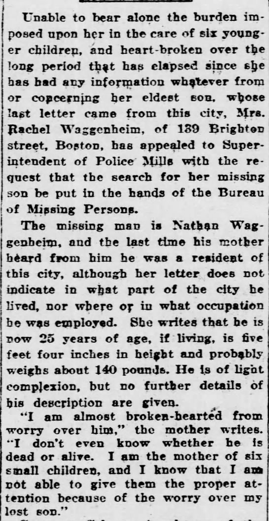 Nathan Waggenheim missing (27 April 1924) - 