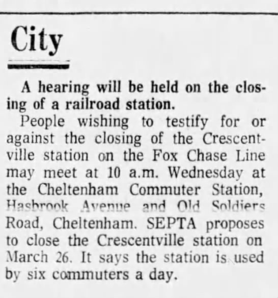 Crescentville station hearing, January 23, 1978 - 