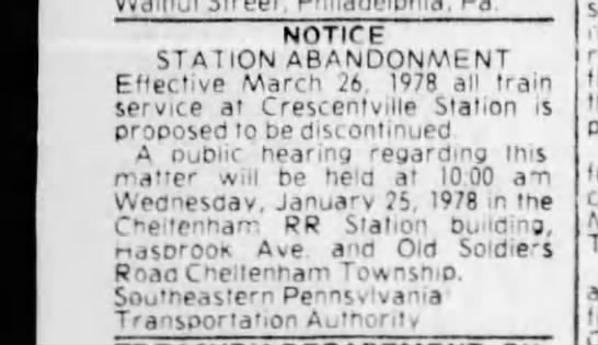 Crescentville public notice, January 6, 1978 - 
