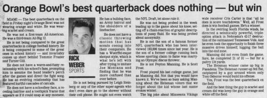 1998 Orange Bowl commentary, Rick Weber - 