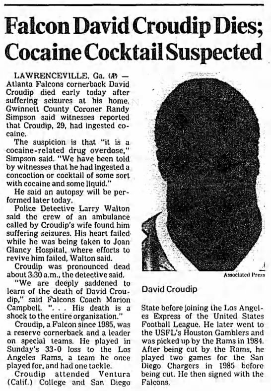 Falcon David Croudip Dies; Cocaine Cocktail Suspected - 