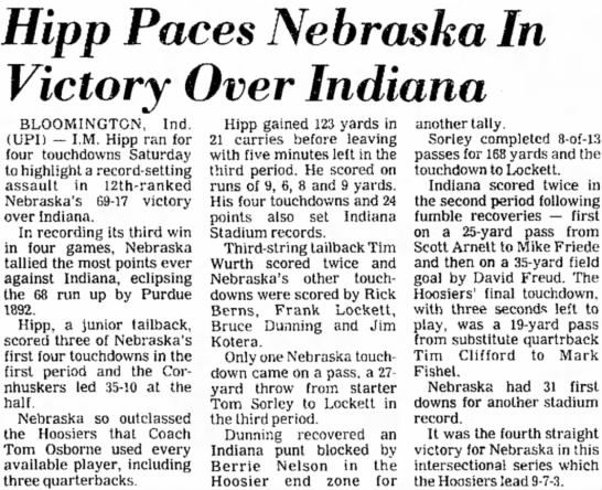 1978 Nebraska-Indiana UPI - 