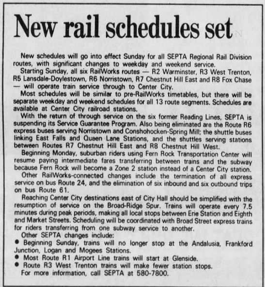 4 stations closed, October 2, 1992 - 