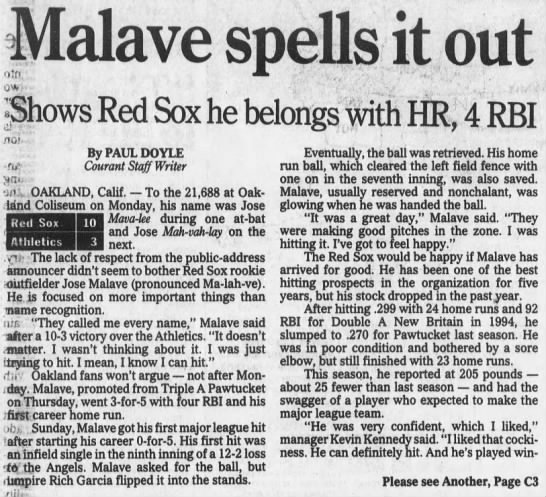 Jose Malave - May 28, 1996 - Greatest21Days.com - 