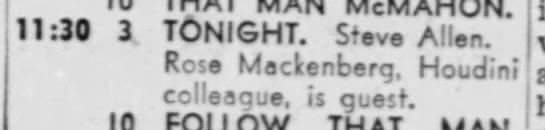 Rose Mackenberg to appear as guest on television show in 1955 - 