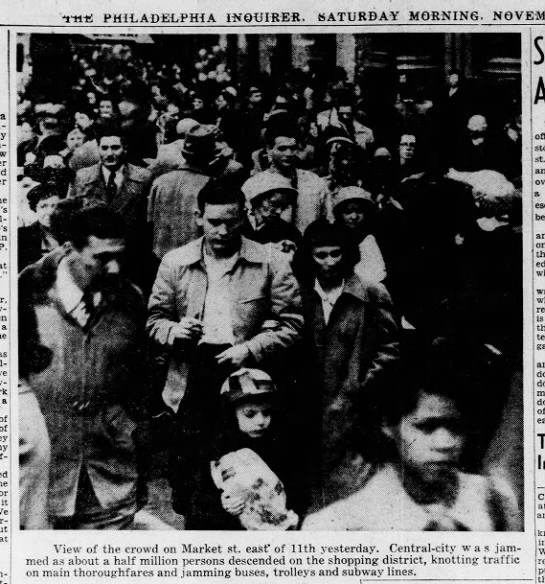 Crowds on Black Friday 1951, Philadelphia Inquirer, 11-24-1951, page 8 - 