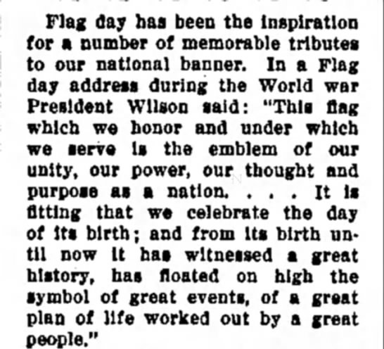 Flag day address during the World war - 