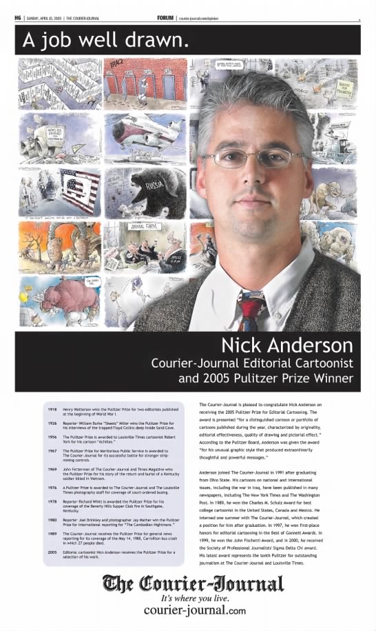 Courier-Journal wins Pulitzer in 2005 for editorial cartoons - 