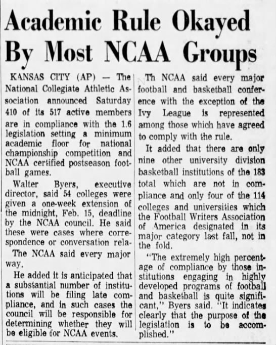Academic Rules Okayed By Most NCAA Groups - 