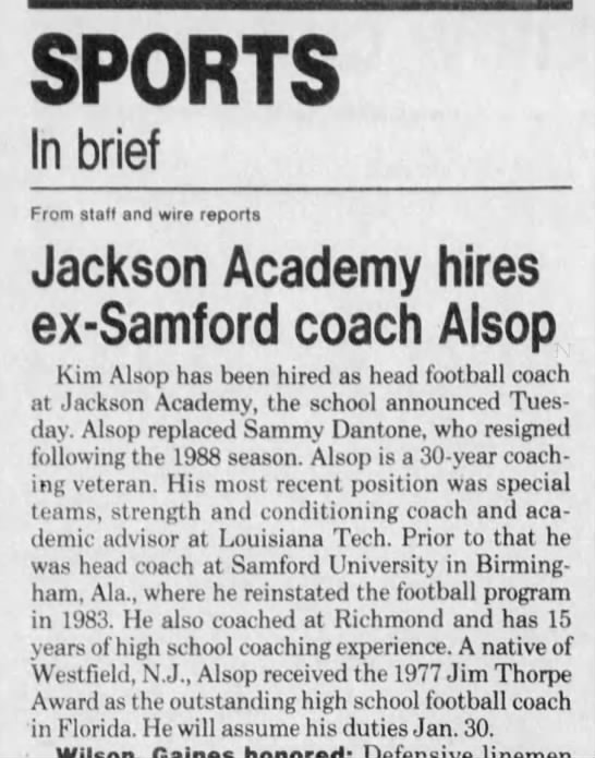 Kim Alsop hired at Jackson Academy - 