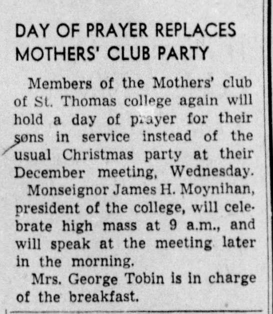 Mrs. George Tobin..day of prayer for mothers of those serving. - 