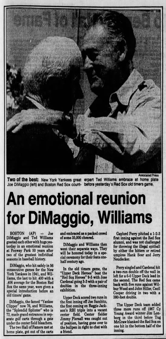 An emotional reunion for DiMaggio, Williams - 