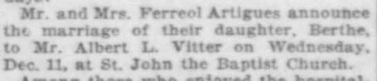 Marriage Vitter-Artigues, 11 Dec 1912 - 