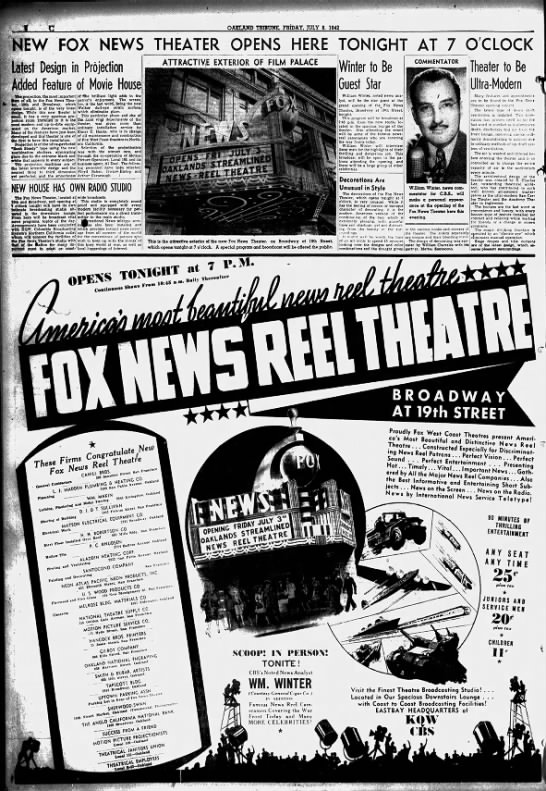 New Fox News Theater OPens - Oakland Tribune July 3, 1942 - 